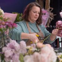 lady cutting flowers